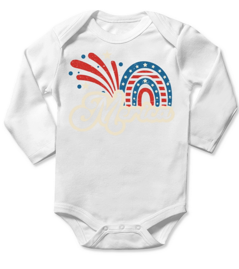 Vintage Merica 4th of July American Rainbow USA Long Sleeve Baby One-Piece