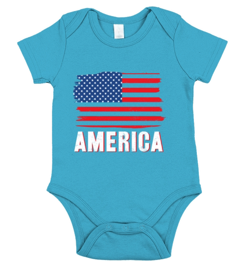America Vintage Flag Independence day Short Sleeve Baby One-Piece