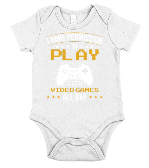 Play Video Games all Day funny Gamer Short Sleeve Baby One-Piece
