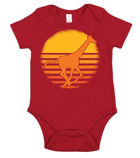 Retro Sunset Giraffe Animal Lover Short Sleeve Baby One-Piece