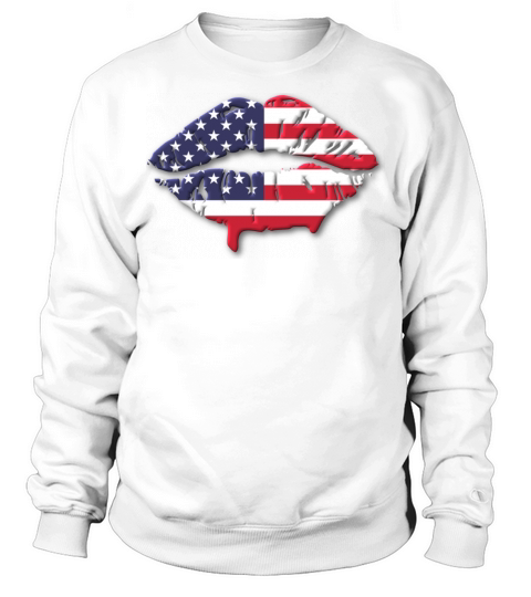 Vintage American Flag Lips 4th Of July Patriotic Sweatshirt Unisex