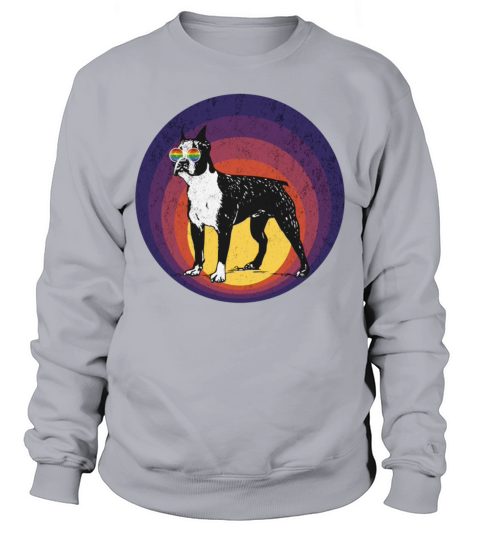 Vintage Boston Terrier Gay Pride Sunglasses LGBT Sweatshirt Unisex