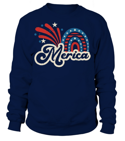 Vintage Merica 4th of July American Rainbow USA Sweatshirt Unisex