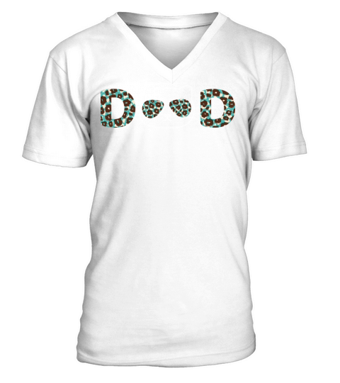 Cat Dad Leopard Pattern Father Day V-Neck T-shirt