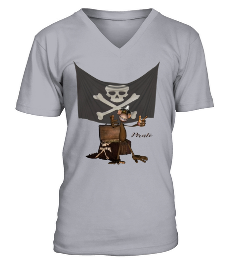 Funny pirate monkey V-Neck T-shirt