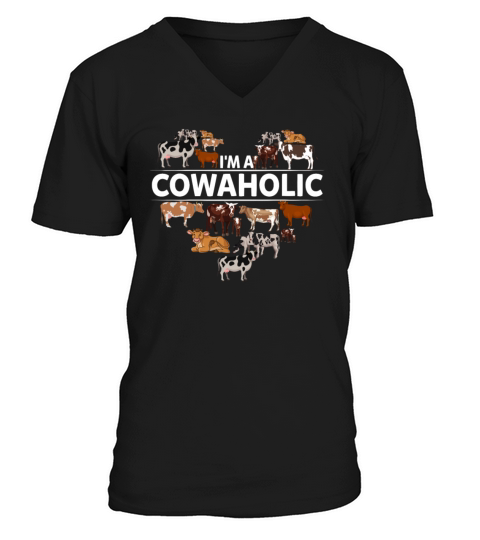 Im A Cowaholic Funny Cow Lovers Farm Girls V-Neck T-shirt