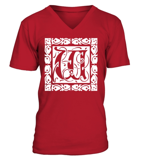 W Capital Letter Initial Monogram Alphabet Name V-Neck T-shirt