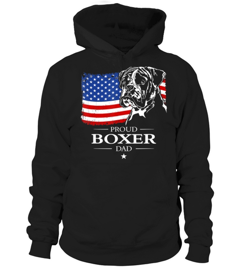 Mens Proud Boxer Dog Dad American Flag patriotic dog gift T-Shirt Hoodie Unisex