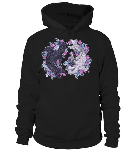 Yin Yang Koi Fish with sakura flowers Hoodie Unisex