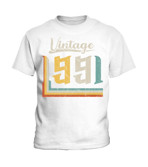 Vintage 1991 Birth Year 30th Birthday 90s Retro Kids T-Shirt