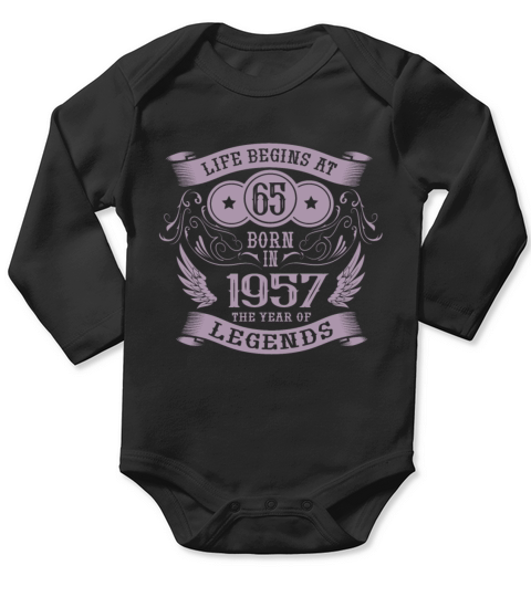 65th Birthday Gifts Vintage 1957 Vintage Long Sleeve Baby One-Piece