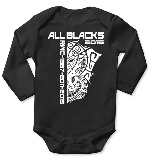 All Blacks Nz Rugby World Championship 2016 T-Shirt Long Sleeve Baby One-Piece