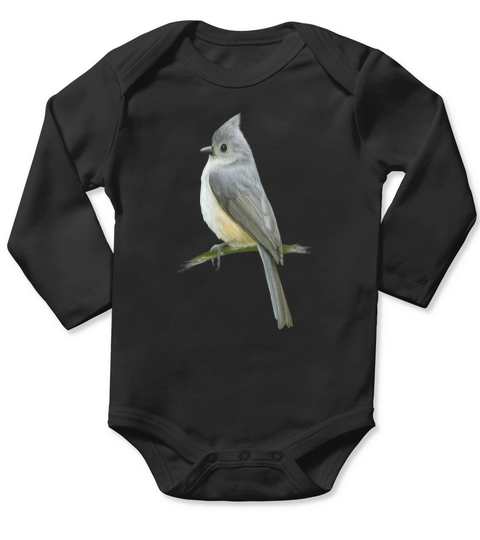 Detailed tufted titmouse bird illustration Long Sleeve Baby One-Piece