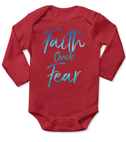 Faith Over Fear Shirt Vintage Inspirational Bold Christian Long Sleeve Baby One-Piece