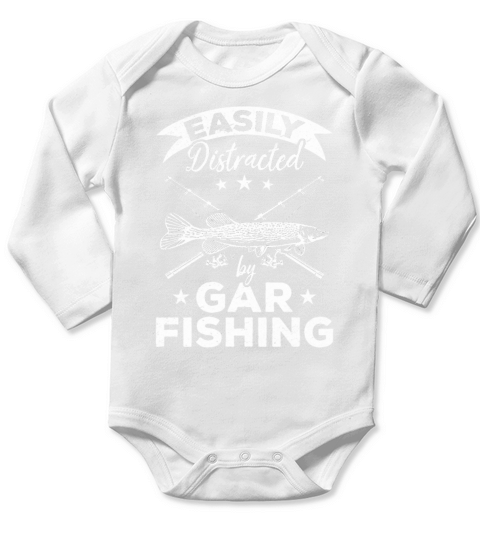 Garfish Fishing I Easily Distracted By Gar Fishing Long Sleeve Baby One-Piece