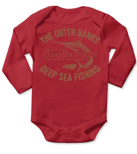 Outer Banks Deep Sea Fishing OBX Vintage Gold Long Sleeve Baby One-Piece