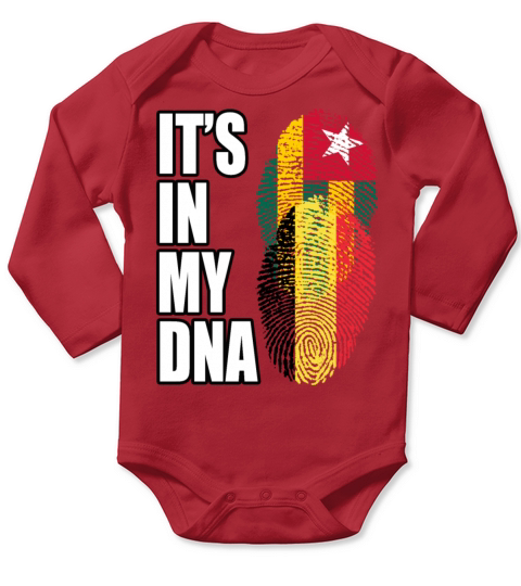 Togolese And Belgian Mix Heritage DNA Flag Long Sleeve Baby One-Piece