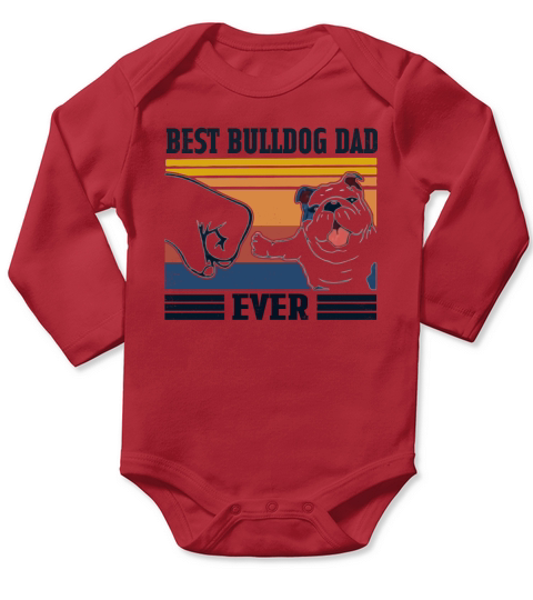 Vintage Best Bulldog Dad Ever Long Sleeve Baby One-Piece