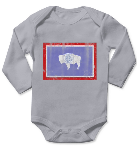 Vintage Wyoming Flag Distressed T Shirt Long Sleeve Baby One-Piece
