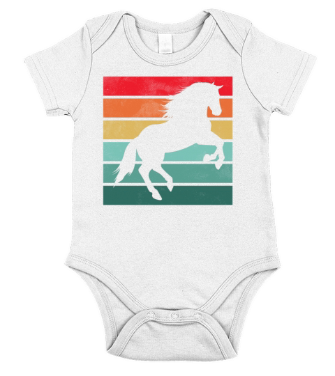 Girls Horse Riding Shirt Vintage Retro Short Sleeve Baby One-Piece