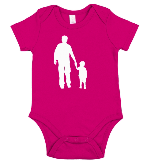 walking dad and son silhouettes Short Sleeve Baby One-Piece