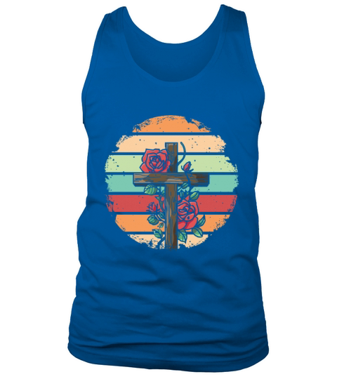 Retro Vintage Roses Cross Design Tank Top Unisex