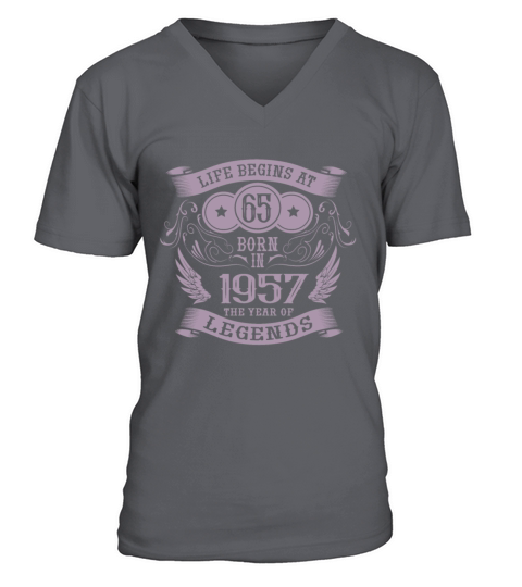 65th Birthday Gifts Vintage 1957 Vintage V-Neck T-shirt