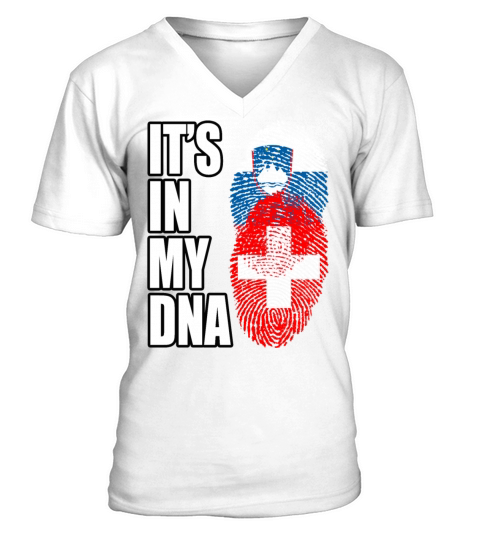 Slovenian And Switzerland Vintage Heritage DNA Fla V-Neck T-shirt