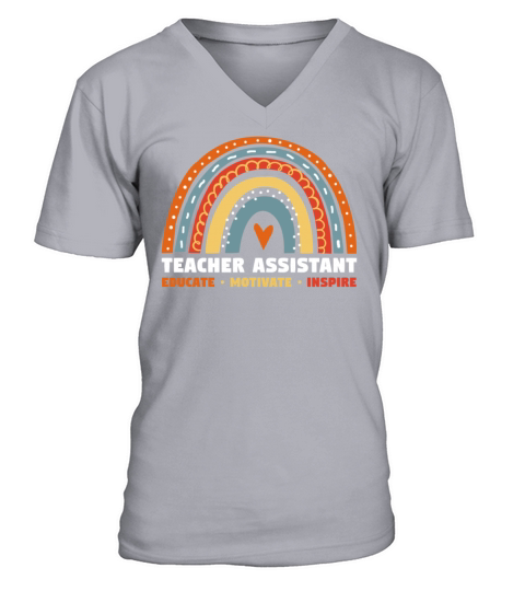 Teacher Assistant Educate Motivate Inspire Boho V-Neck T-shirt