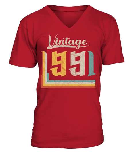 Vintage 1991 Birth Year 30th Birthday 90s Retro V-Neck T-shirt