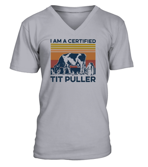 Vintage cow i am a certified tit puller shirth V-Neck T-shirt