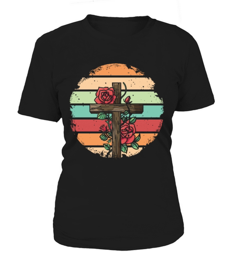 Retro Vintage Roses Cross Design Women's T-Shirt