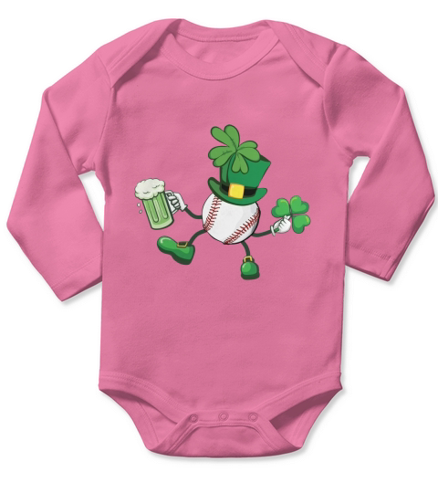 Baseball Patricks Day T-Shirt Long Sleeve Baby One-Piece