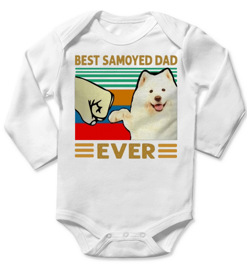 Best Samoyed dad ever vintage shirt Long Sleeve Baby One-Piece