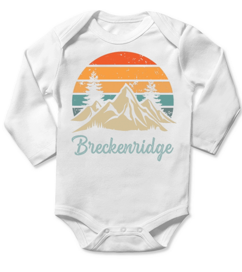 Breckenridge Retro Vintage Mountain Sunset Outdoor Long Sleeve Baby One-Piece