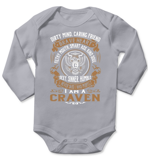CRAVEN Last Name, Surname Tshirt Long Sleeve Baby One-Piece