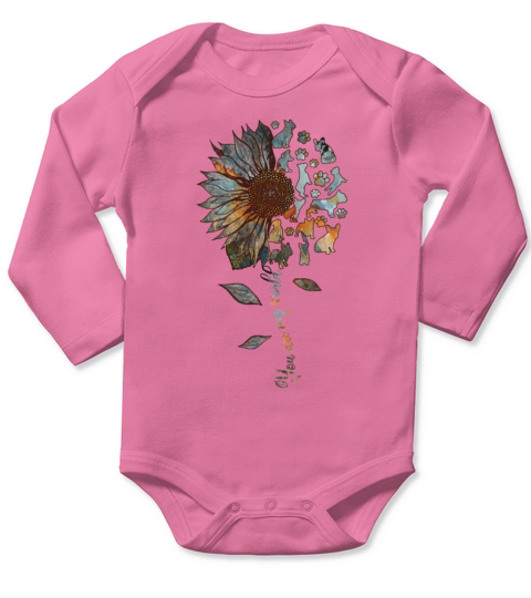 Frenchie Sunflower You Are My World Dog Lovers Long Sleeve Baby One-Piece