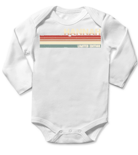 Hannah Funny Retro Vintage Name surname 80s 90s Long Sleeve Baby One-Piece