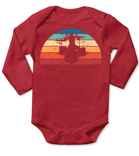 Retro Drumming Sunset Vintage Drummer Sunrise Long Sleeve Baby One-Piece