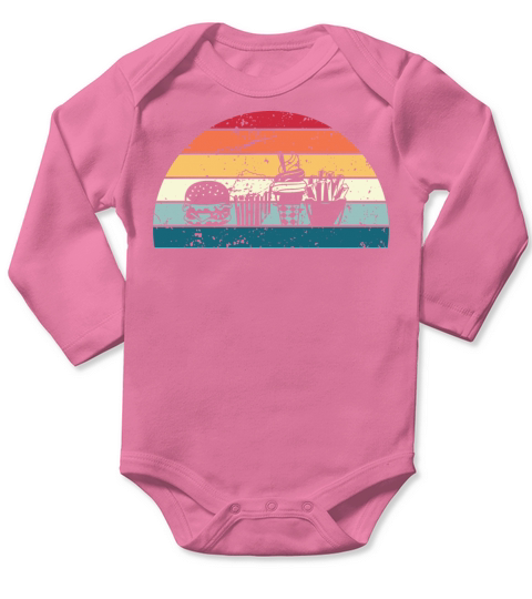 Retro Eating Sunset Vintage Foodie Sunrise Long Sleeve Baby One-Piece