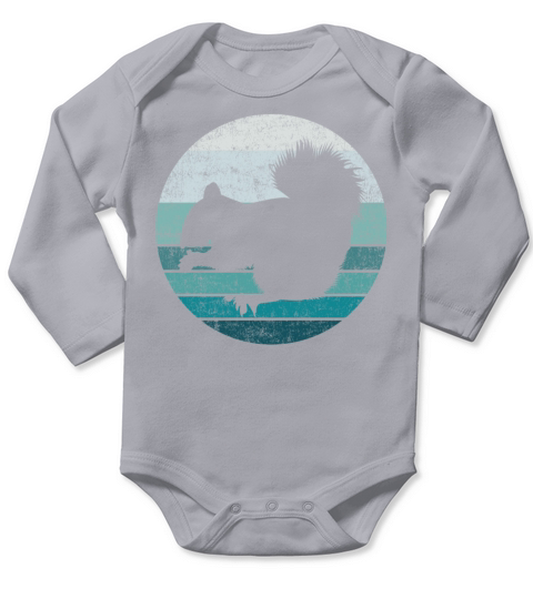 Squirrel Acorn Retro Vintage Long Sleeve Baby One-Piece