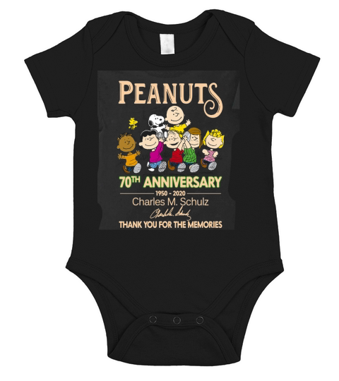70th anniversary Peanuts Charles M Schulz thank you for memories shirt Short Sleeve Baby One-Piece