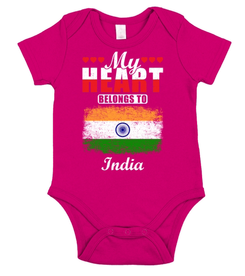 My Heart Belongs to India Short Sleeve Baby One-Piece