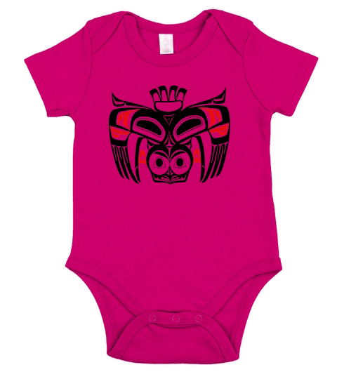 Pacific Northwest Native American Indian Owl Bird Totem Art Short Sleeve Baby One-Piece