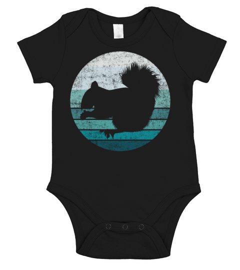 Squirrel Acorn Retro Vintage Short Sleeve Baby One-Piece