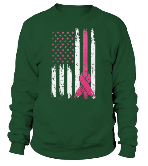 Breast Cancer Awareness - American Flag Distressed T Shirt Sweatshirt Unisex