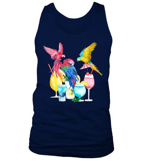 Parrots Drinking Margarita Tropical Birds Vacation Tank Top Unisex