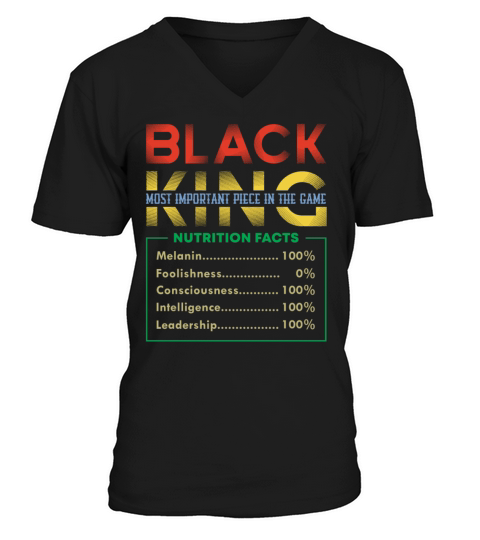 Black King Nutrition Facts Funny Fathers Day V-Neck T-shirt