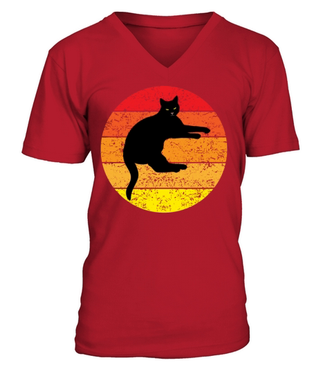 Evil Looking Cat Funny Cat Lovers Retro Gift Idea V-Neck T-shirt