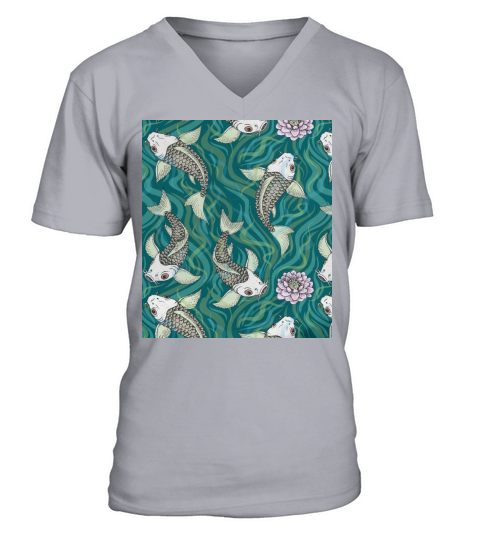 Koi Fish Carp Fish Lotus Bedding Sets (Duvet Cover + Bed Sheet + 2 Pillowcases) Bpl020594 V-Neck T-shirt